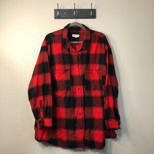 Ava & Viv Red Black Buffalo Check Button Up Women's 3X Fall Flannel Pocket Top